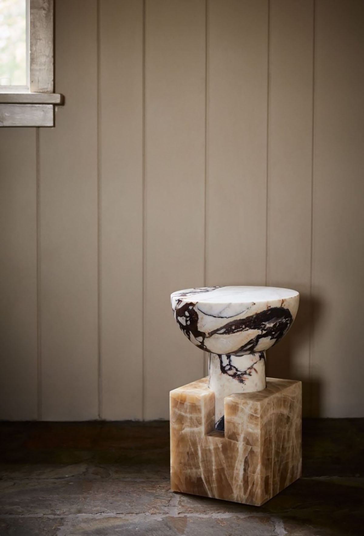 BLOCK SIDE TABLE - MARBLE par Anna Karlin