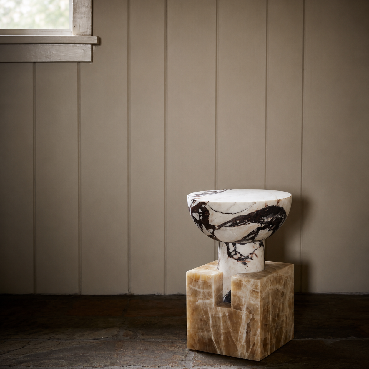 BLOCK SIDE TABLE - MARBLE par Anna Karlin
