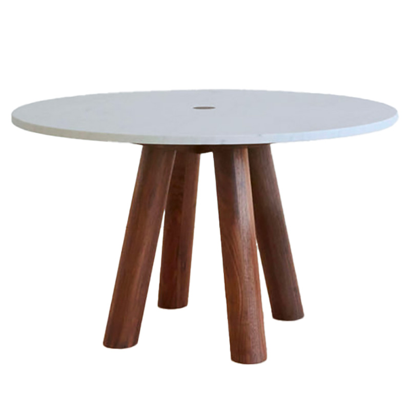 COLUMN DINING TABLE - ANGLED LEG / ROUND STONE par Fort Standard