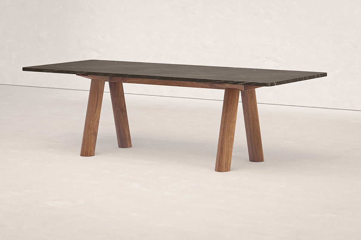 COLUMN DINING TABLE - ANGLED LEG/ STONE par Fort Standard