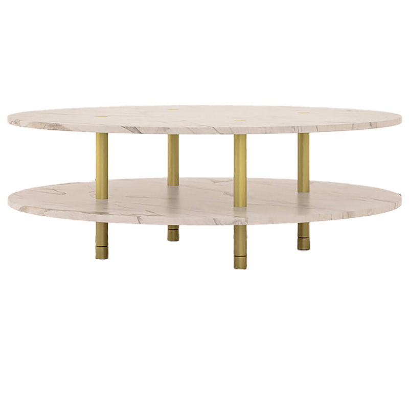 STRATA COFFEE TABLE - TWO TIER/ROUND/STONE par Fort Standard