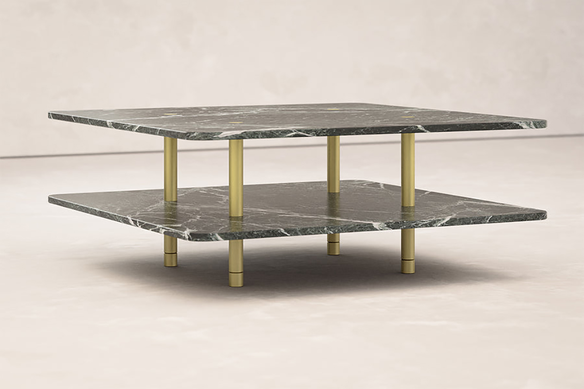 STRATA COFFEE TABLE - TWO TIER/SQUARE/STONE par Fort Standard