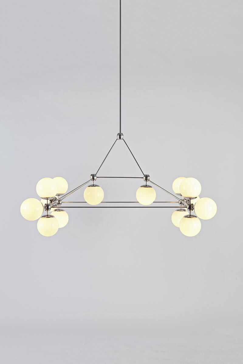 MODO CHANDELIER RECTANGLE 14 GLOBES par Roll & Hill